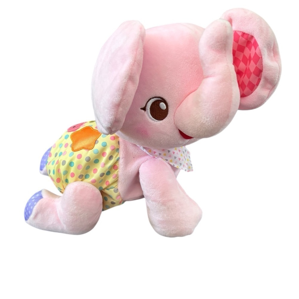 VTech Explore and Crawl Elephant Plush Pink Interactive Baby Toddler Toy 14"